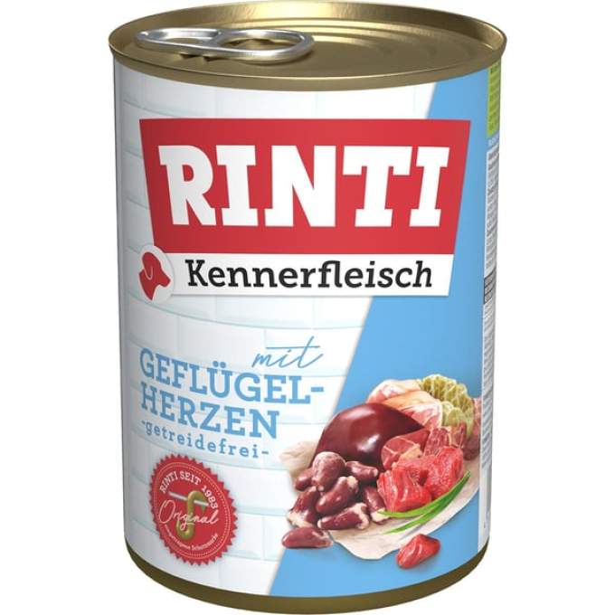 Rinti Dog Kennerfleisch konzerva drůbeží srdíčka 400g