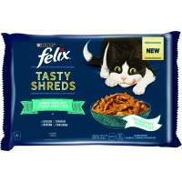 Felix Tasty Shreds s lososem a tuňákem ve šťávě 4x80g