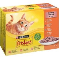 Friskies Cat kapsička kuře/kachna/losos/krůta ve šťávě 12x 85 g