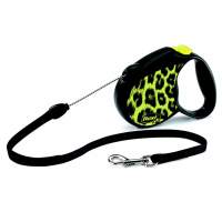 Vodítko FLEXI Safari leopard M lanko 5m/20kg žlutá 